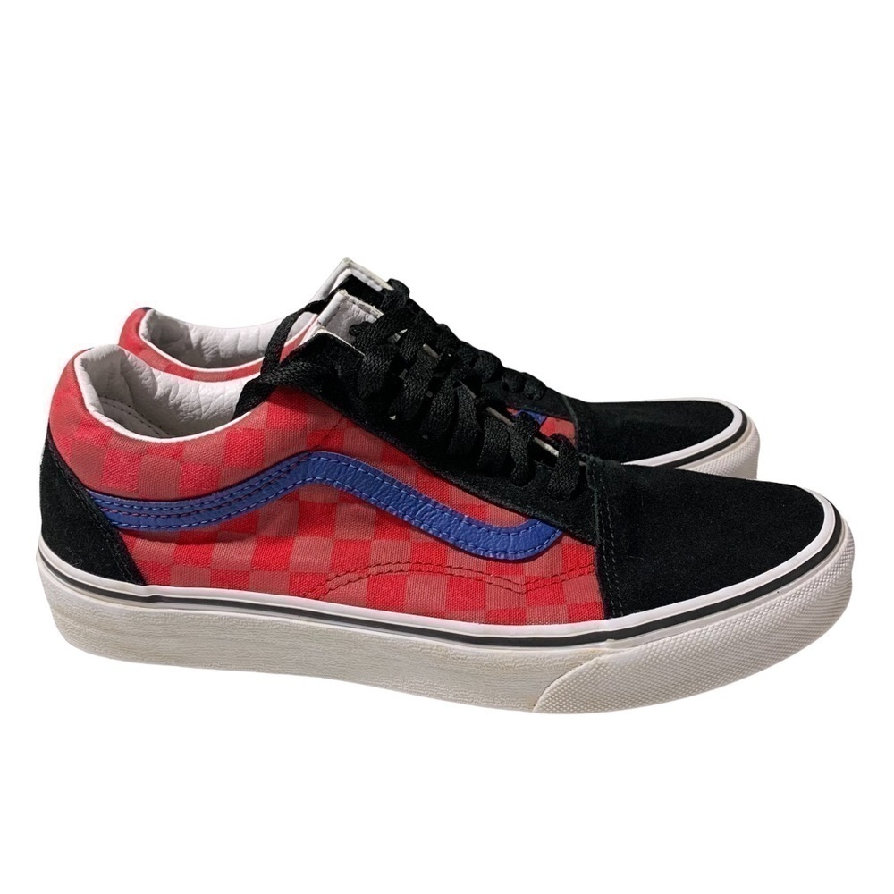 Vans Old School OTW Rally Checkerboard Sneakers size W9 M7.5 EUC Red Blue